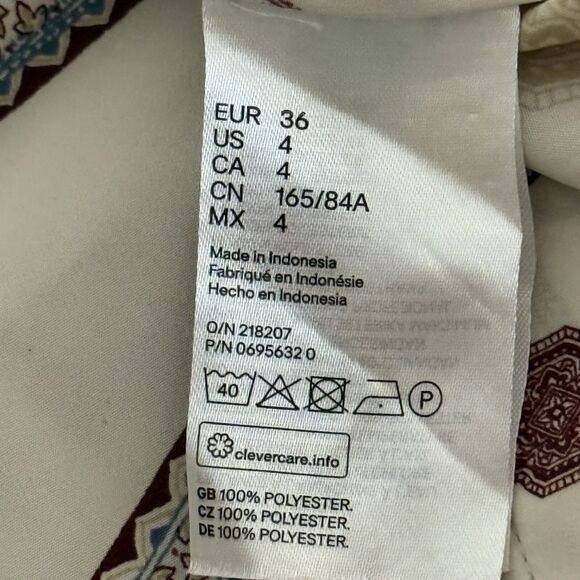 H&M Paisley Chain Print Blouse Sz 4 Quiet Luxury Country Club Old Money Designer - Picture 8 of 12